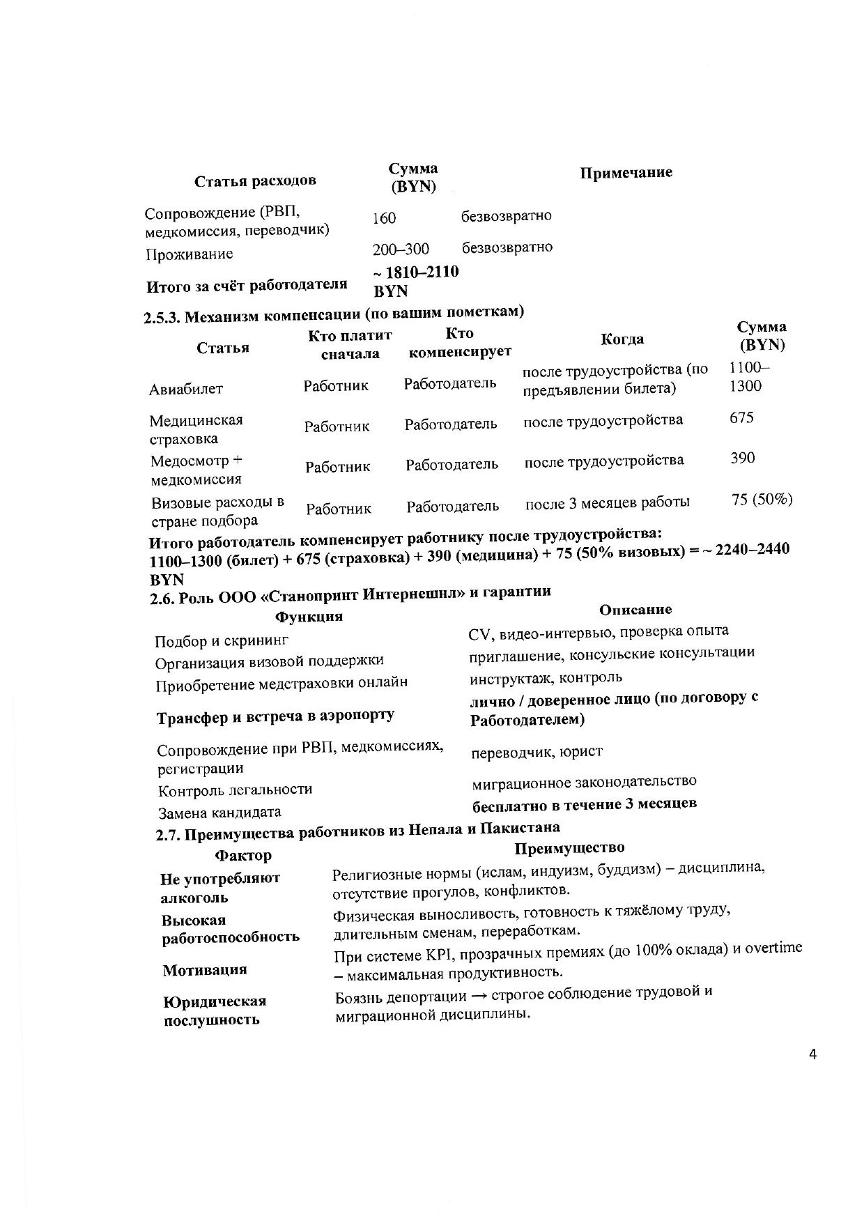 Ответ ООО «Станопринт Интернешнл» на запрос Минского отделения БЖД о привлечении работников из Непала и Пакистана (Страница 4 из 5)